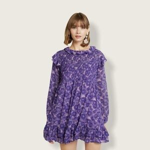 NWT Free People Women's Purple Floral These Dreams Mini Dress
